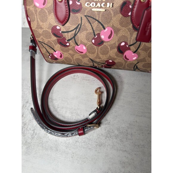 Coach Rowan Satchel Bag in Signature Canvas with cherry print - Picture 12 of 13